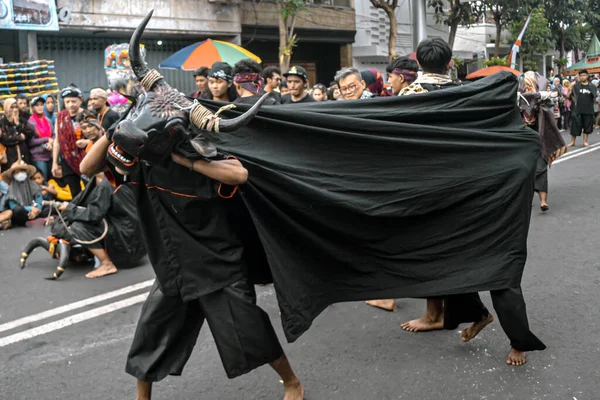 Batu, Indonesia - August 7, 2022: Batu City Local Cultural Arts Festival, Bantengan Nuswantara 2022.