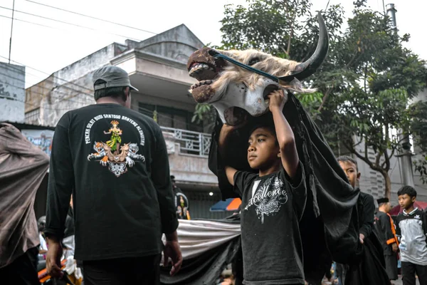 Batu, Indonesia - August 7, 2022: Batu City Local Cultural Arts Festival, Bantengan Nuswantara 2022.