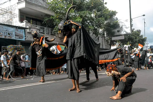Batu, Indonesia - August 7, 2022: Batu City Local Cultural Arts Festival, Bantengan Nuswantara 2022.
