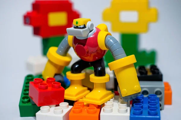 Colorful plastic block toys, educational toys.