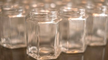 Detail of realistic empty glass jar.