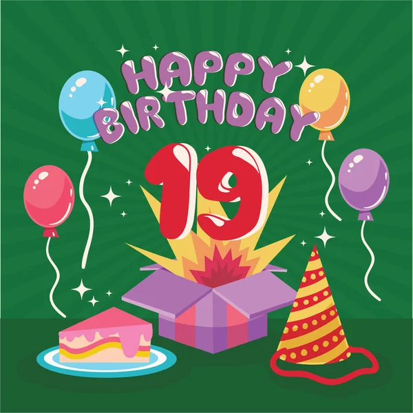 19th birthday greeting card template