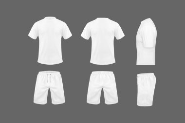 Short sleeve round neck t-shirt and short white pants mockup