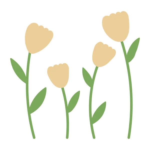 Bunga Tulip Kuning Yang Terisolasi Desain Sederhana Bunga Tulip - Stok Vektor