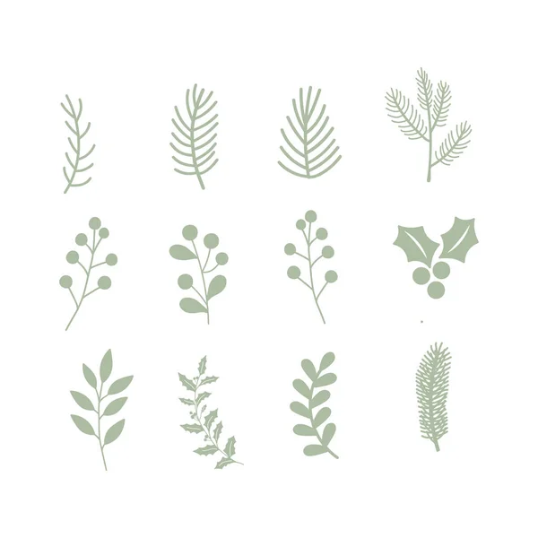 Noel ağacı siluetleri dekorasyonlar, noel tasarım elementleri.