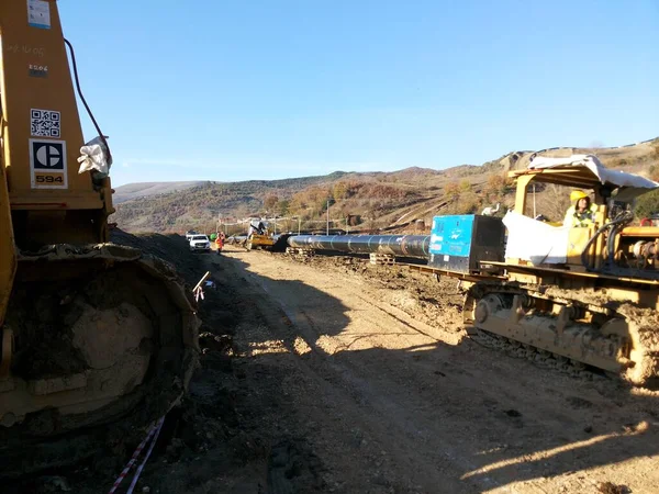 Oil Gas Pipeline Construction Southeastern Europe — Stock Fotó