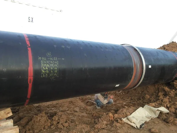 Oil Gas Pipeline Construction Southeastern Europe — 스톡 사진