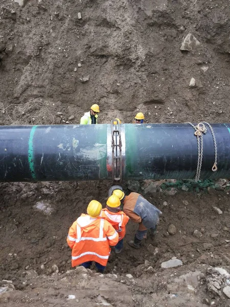 Oil Gas Pipeline Construction Southeastern Europe — ストック写真