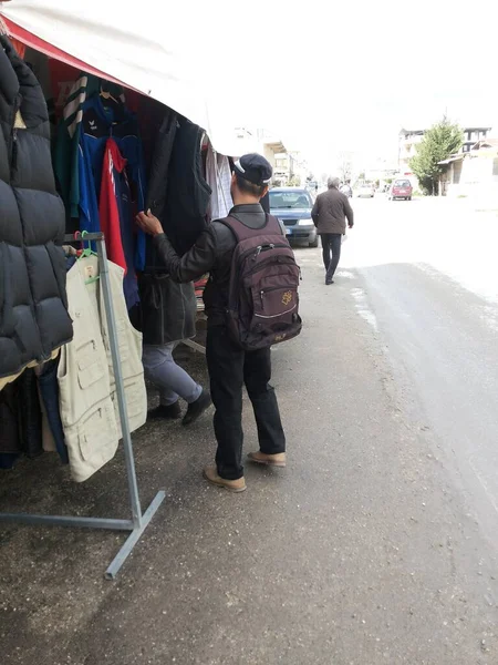 Second hand clothes market in Albania