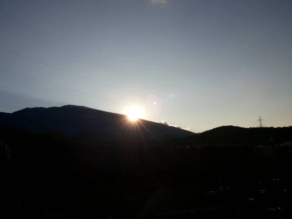 Dies Ist Ein Blick Auf Einen Berghang Bei Sonnenuntergang Einer — Stockfoto