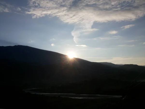 Вид Гору Під Час Заходу Сонця Одному Регіонів Албанії — стокове фото