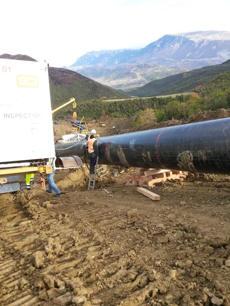 南東ヨーロッパにおける非破壊試験 検査石油 ガスパイプライン建設 — ストック写真