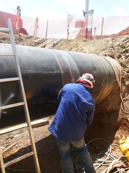 Soldadura Limpeza Para Junta Solda Construção Oleodutos Gasodutos Sudeste Europa — Fotografia de Stock