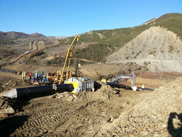 Olaj Gázvezeték Építése Délkelet Európában — Stock Fotó