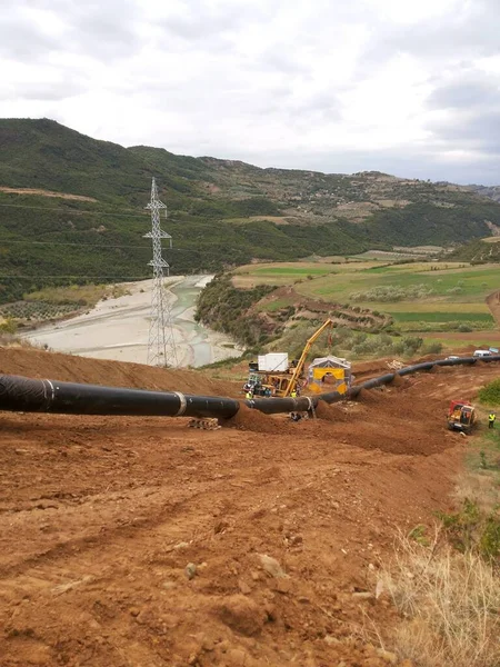 Oil Gas Pipeline Construction — Stok fotoğraf