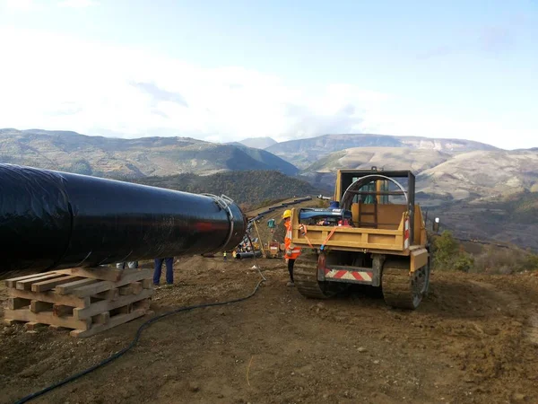 Oil Gas Pipeline Construction — стоковое фото