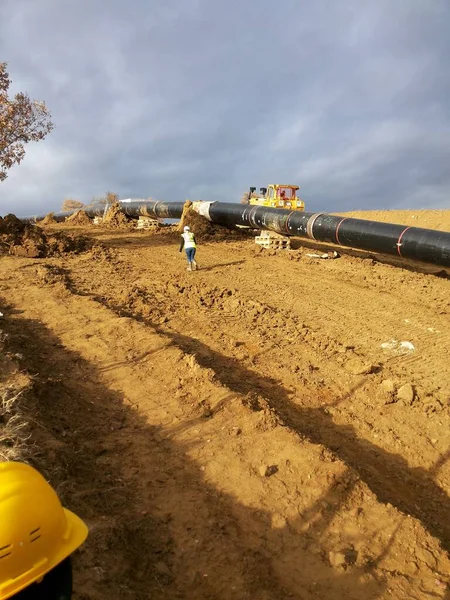 Oil Gas Pipeline Construction — 스톡 사진
