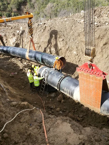 Oil Gas Pipeline Construction — Fotografia de Stock