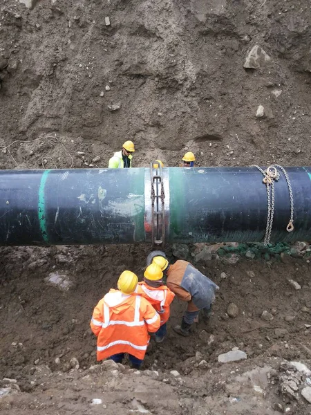 Oil Gas Pipeline Construction — 스톡 사진