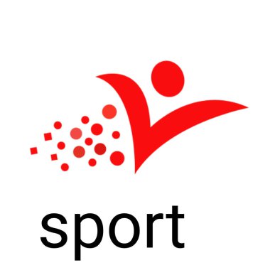 Beyaz arkaplanda siyah yazı olan kırmızı spor logosu