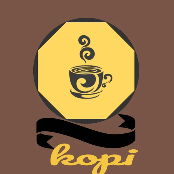 Logo Cangkir Kopi Kuning Hitam Bigron Coklat — Foto Stock