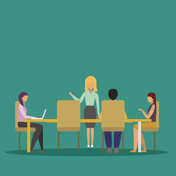 Vector illustration background about young happy board of directors discussing company profit sharing during meeting. Business training concept.Graphic design vector illustration