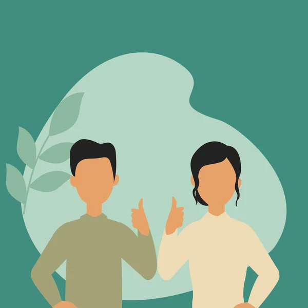Vector illustration background of young happy couple businessman and businesswoman giving a thumbs-up gesture.business couple. Great business teamwork concept.Graphic design vector illustration