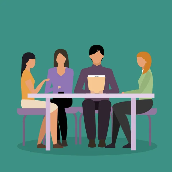 Vector illustration background of young start up founders brainstorming innovation ideas in a meeting at the office. Problem Solving. Business presentation concept. Graphic design vector illustration