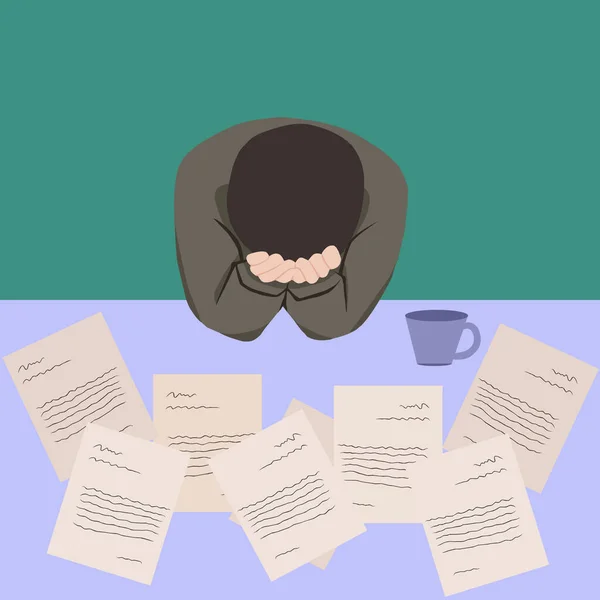 Creative Vector illustration drawing of Shocked stressed a man reading document letter from the bank about loan debt financial problem, frustrated worried about bills notification.