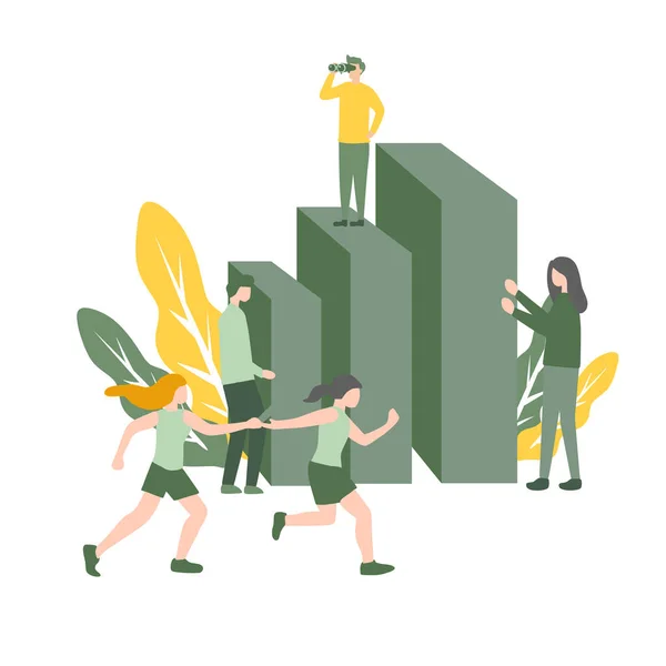 flat design vector illustrations of business relay concept, manager activity monitoring business growth