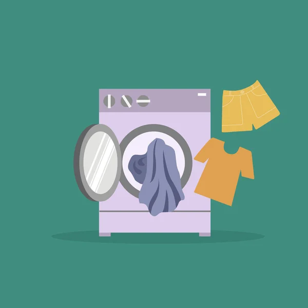 Simple Vector illustration drawing of open front door washing machine electric home appliance. Electricity household gadget template concept. washing clothes Modern design vector illustration