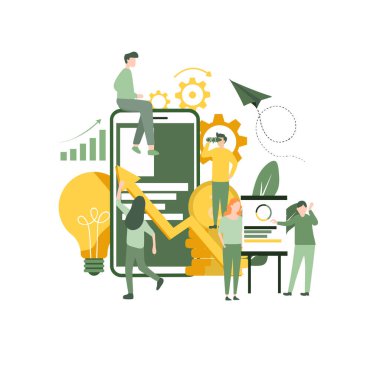 vector illustrations of online stock trading concept, real time virtual business monitoring, mobile banking solutions. business idea growth.