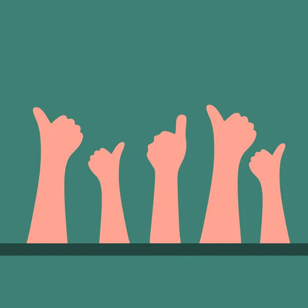 Simple Vector illustration drawing of people's arm hands raising with a thumbs-up gesture. Good service excellence in business sector sign concept. Modern design vector illustration