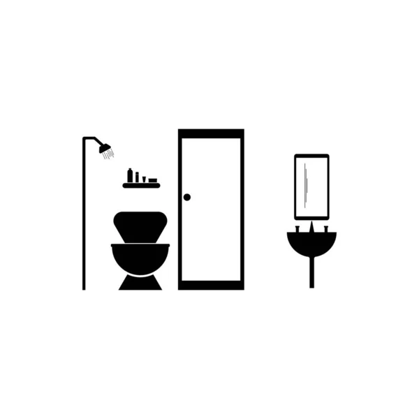 Fürdőszoba Ikon Vektor Illusztráció Szimbólum Tervezés — Stock Fotó