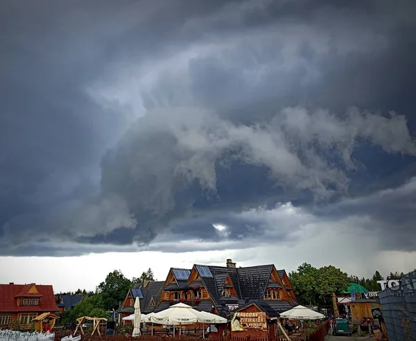 storm clouds flow low with a menacing appearance
