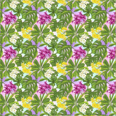 Tropikal duvar kağıdıyla Çizimsiz Desen 