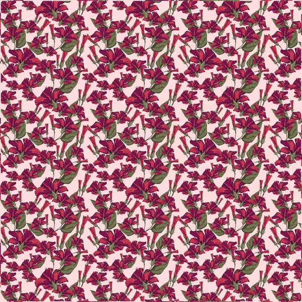 Illustratie Rode Hibiscus Bloem Patroon Achtergrond — Stockfoto