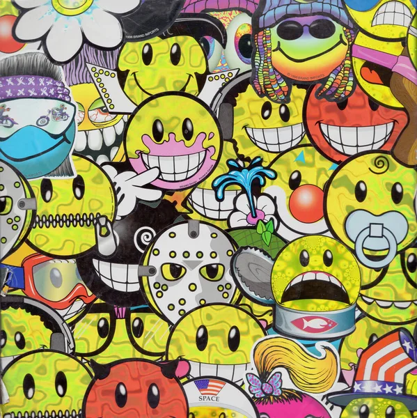 Smiley Face Collage A1 More than 20 different Smiley Face Designs arranged in a collage Background