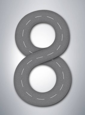 Sonsuzluk yolunun 3 boyutlu çizimi. Sekiz numara şeklinde gerçekçi bir yol. yaratıcı kavram tasarımı.