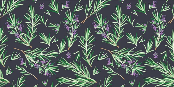 Seamless Pattern Rosemary Flowers Blossom Original Hand Drawn Background Ideal — Image vectorielle