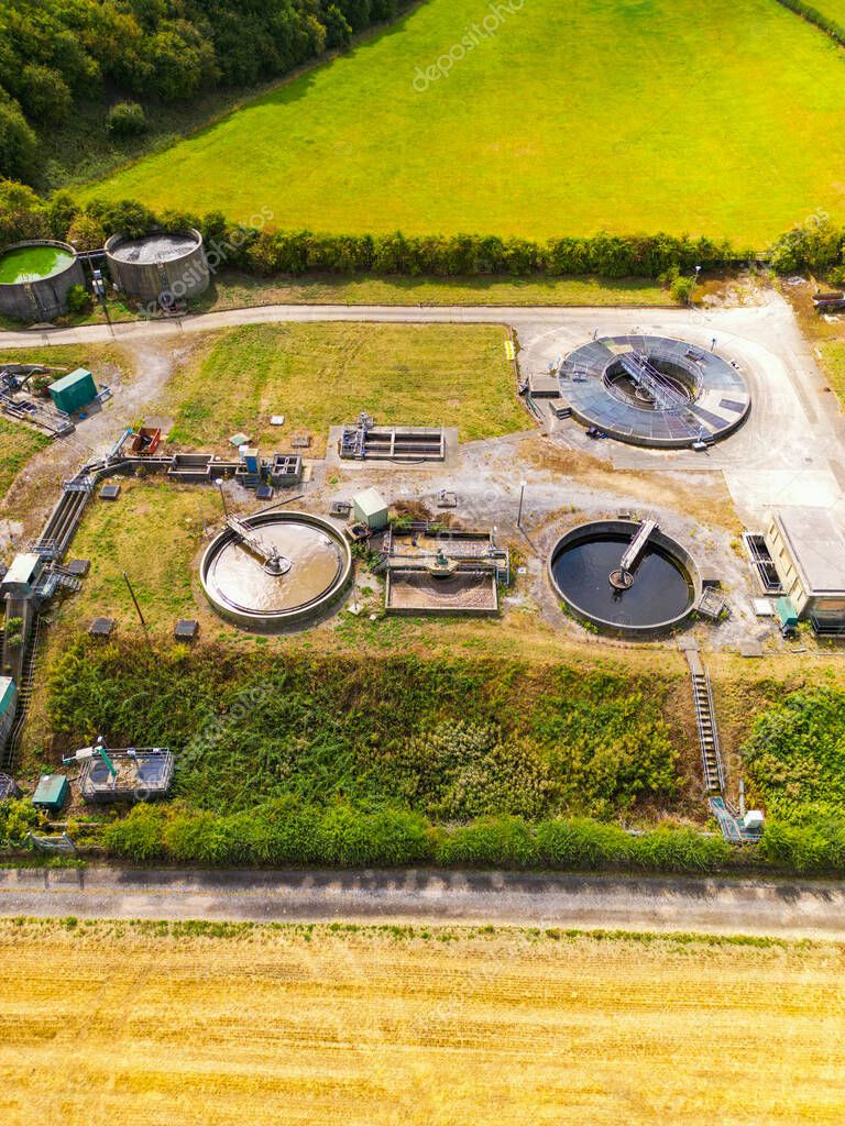 Aerial view of Sewage Water Treatment Facility in Arthington. Water