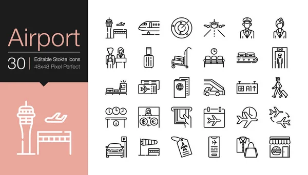 Airport Icons Modern Line Design Presentation Graphic Design Mobile Application — стоковый вектор