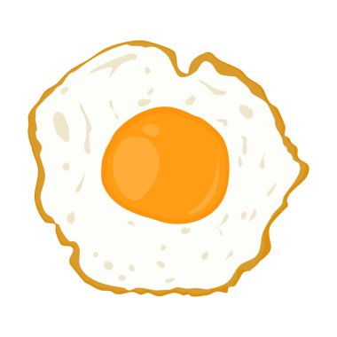Fried egg on white background, Realistic painting vector