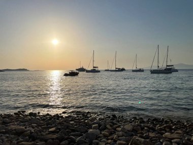 sunset in oia town, santorini.sunset in greece mykonos