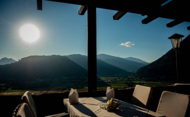 Panorama of the restaurant of Landskron Castle