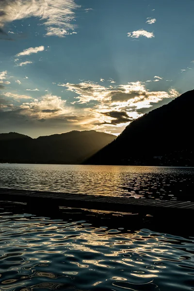 Scenic Panorama Lake Ossiach Ossiacher See Sunset — Stockfoto