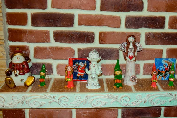 Christmas Figurines Made Recyclable Materials Carving Paste — Zdjęcie stockowe