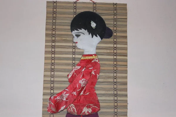 Έργο Μιας Γιαπωνέζας Γκέισας Που Βρέθηκε Έναν Τοίχο — Φωτογραφία Αρχείου