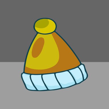 Hygge 'a özgü bir nesnenin basit bir tasarımı: sarı ve mavi başlık