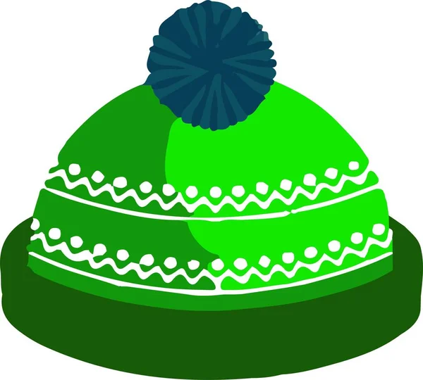 Einfaches Design Eines Hygge Spezifischen Artikels Eine Grün Weiße Mütze — Stockvektor